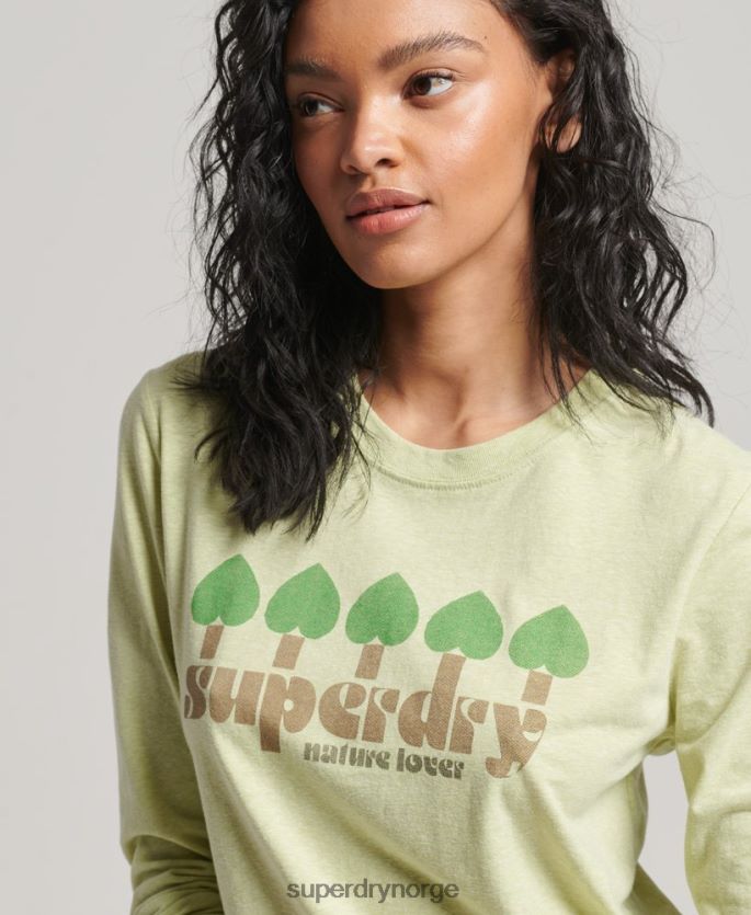 Superdry grønn klær 86P46D2987 vintage nostalgi langermet topp kvinner