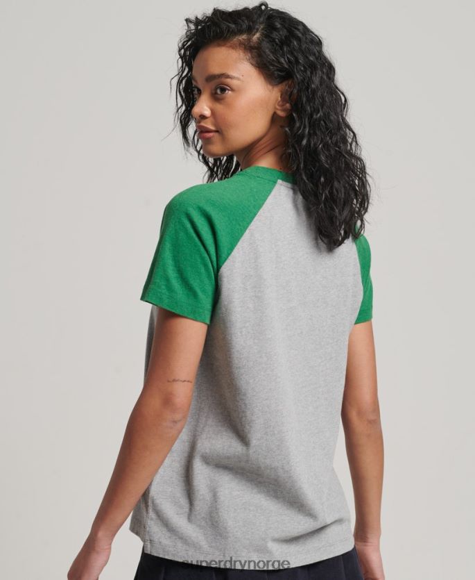 Superdry grønn klær 86P46D6186 vintage baseball t-skjorte i økologisk bomull kvinner