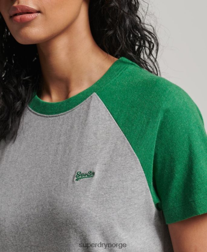 Superdry grønn klær 86P46D6186 vintage baseball t-skjorte i økologisk bomull kvinner