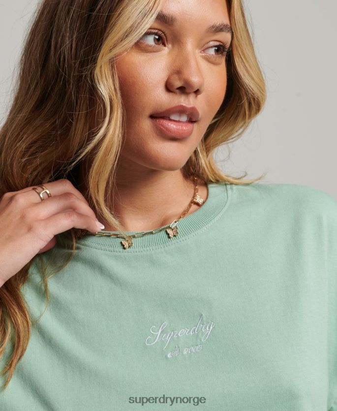 Superdry grønn klær 86P46D6201 Heritage brodert boxy t-skjorte kvinner