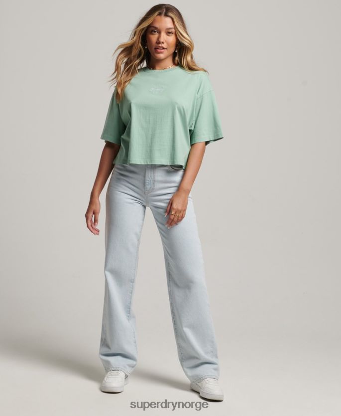 Superdry grønn klær 86P46D6201 Heritage brodert boxy t-skjorte kvinner