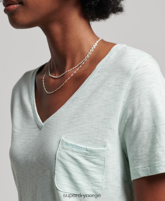Superdry grønn klær 86P46D6206 t-skjorte med v-hals i økologisk bomull kvinner