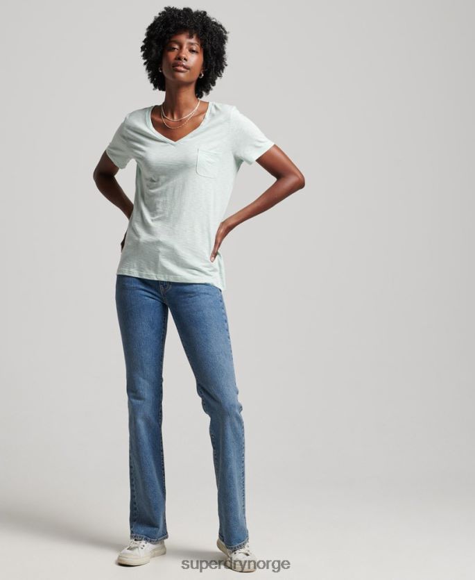 Superdry grønn klær 86P46D6206 t-skjorte med v-hals i økologisk bomull kvinner