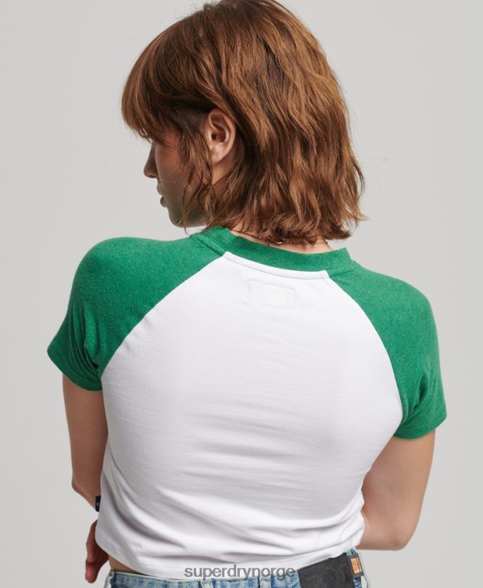 Superdry grønn klær 86P46D6291 beskåret baseball t-skjorte i økologisk bomull kvinner
