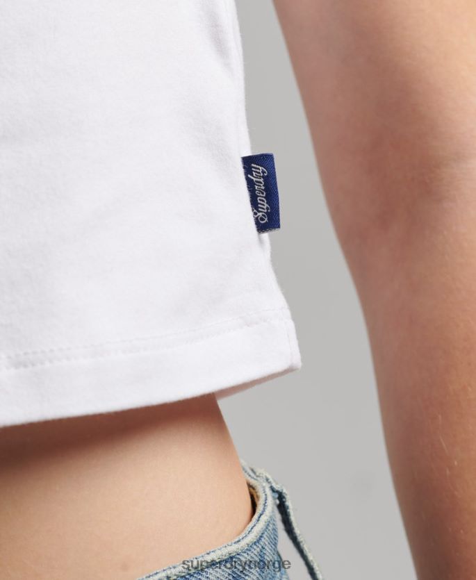 Superdry grønn klær 86P46D6291 beskåret baseball t-skjorte i økologisk bomull kvinner