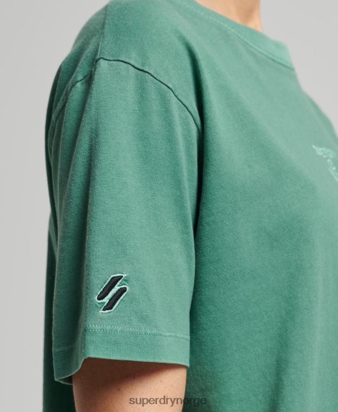 Superdry grønn klær 86P46D6293 kode kjerne logo plagg fargestoff løs t-skjorte kvinner