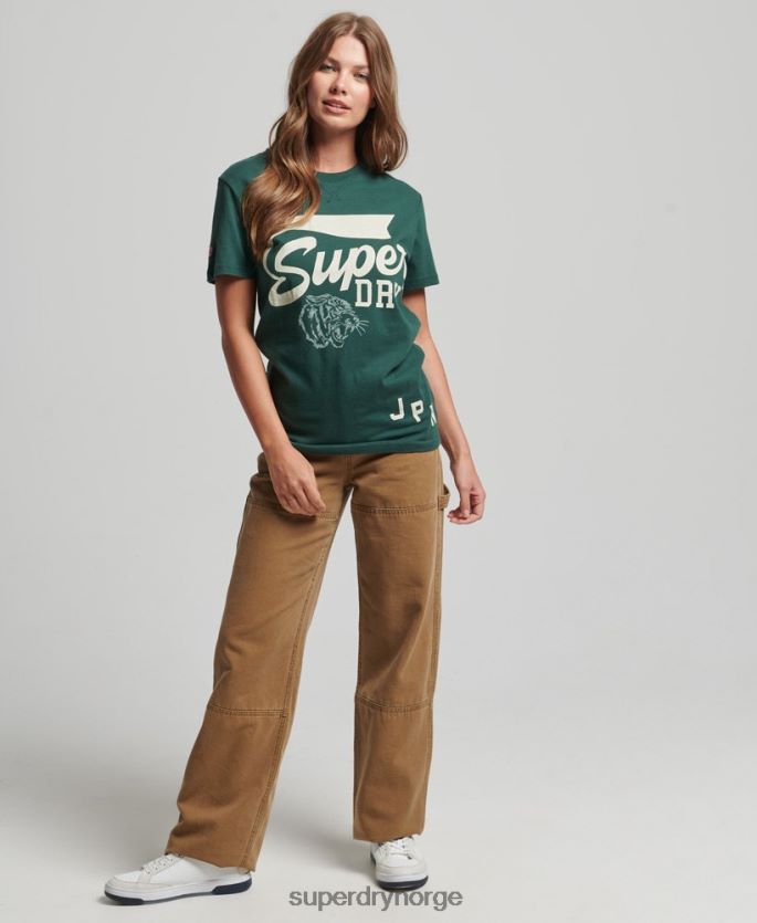 Superdry grønn klær 86P46D6762 løs passform klassisk t-skjorte for friidrett kvinner
