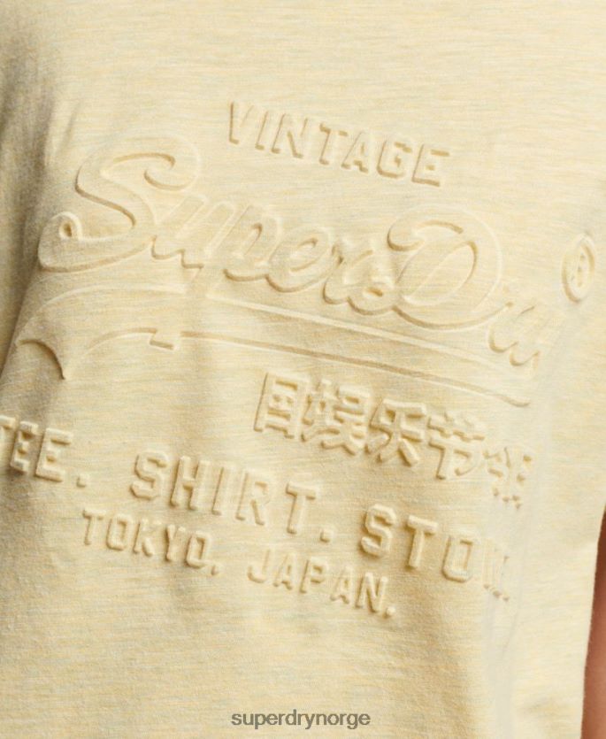 Superdry gul klær 86P46D2279 vintage logo preget t-skjorte kvinner