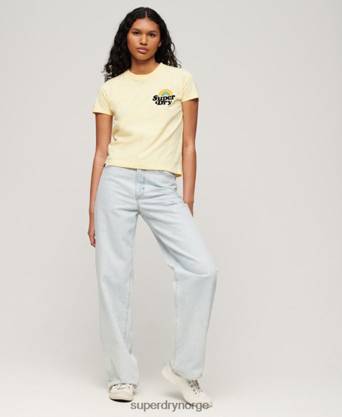 Superdry gul klær 86P46D2637 regnbue 90-talls t-skjorte kvinner