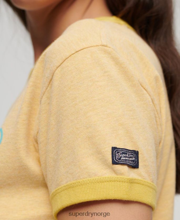 Superdry gul klær 86P46D2643 neon vintage logo t-skjorte kvinner