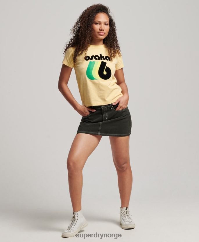 Superdry gul klær 86P46D2667 grafisk 90-talls t-skjorte kvinner