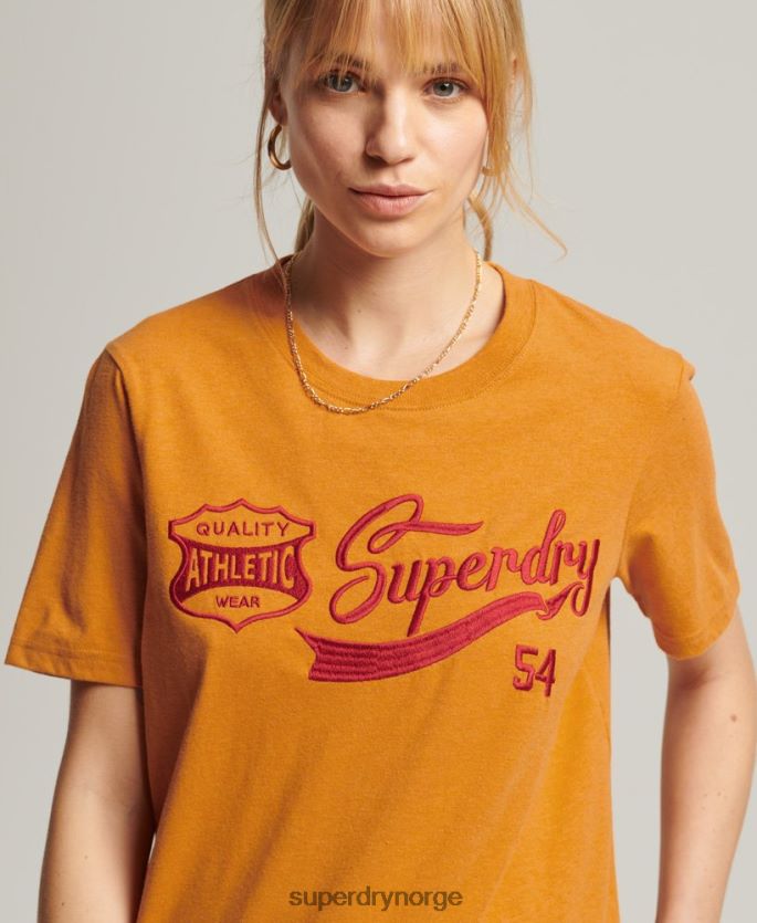 Superdry gul klær 86P46D2731 vintage script stil college t-skjorte kvinner