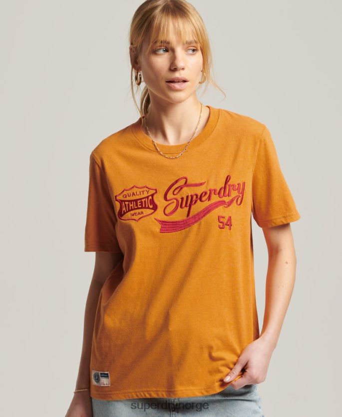 Superdry gul klær 86P46D2731 vintage script stil college t-skjorte kvinner