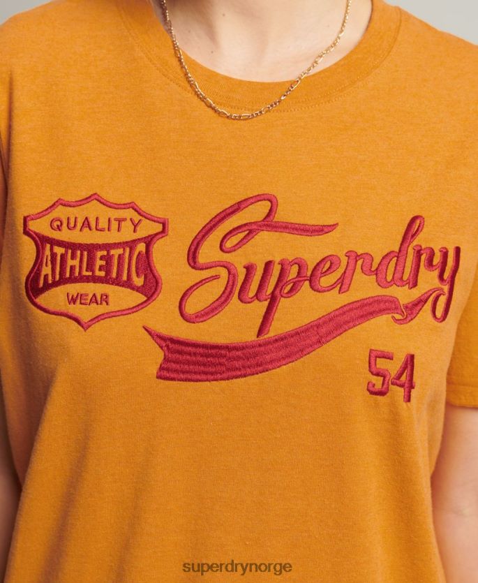 Superdry gul klær 86P46D2731 vintage script stil college t-skjorte kvinner