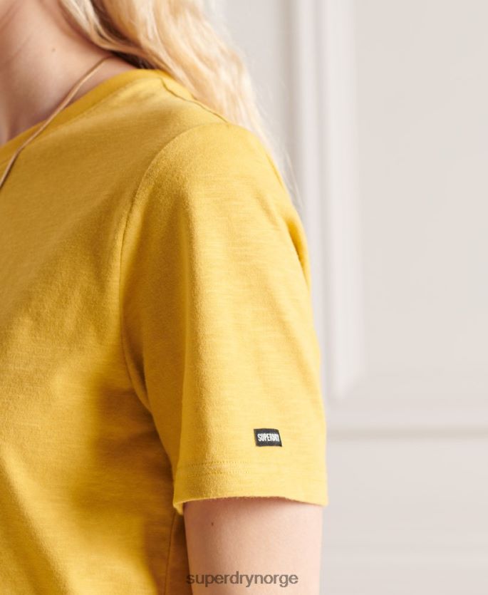Superdry gul klær 86P46D2733 autentisk t-skjorte i økologisk bomull kvinner