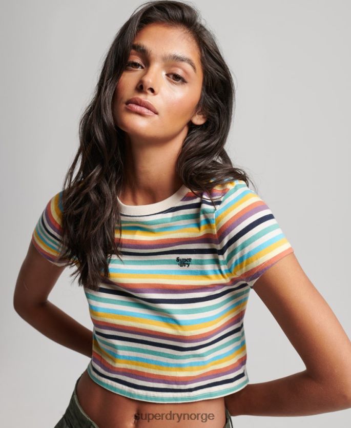 Superdry gul klær 86P46D2738 vintage stripe t-skjorte kvinner