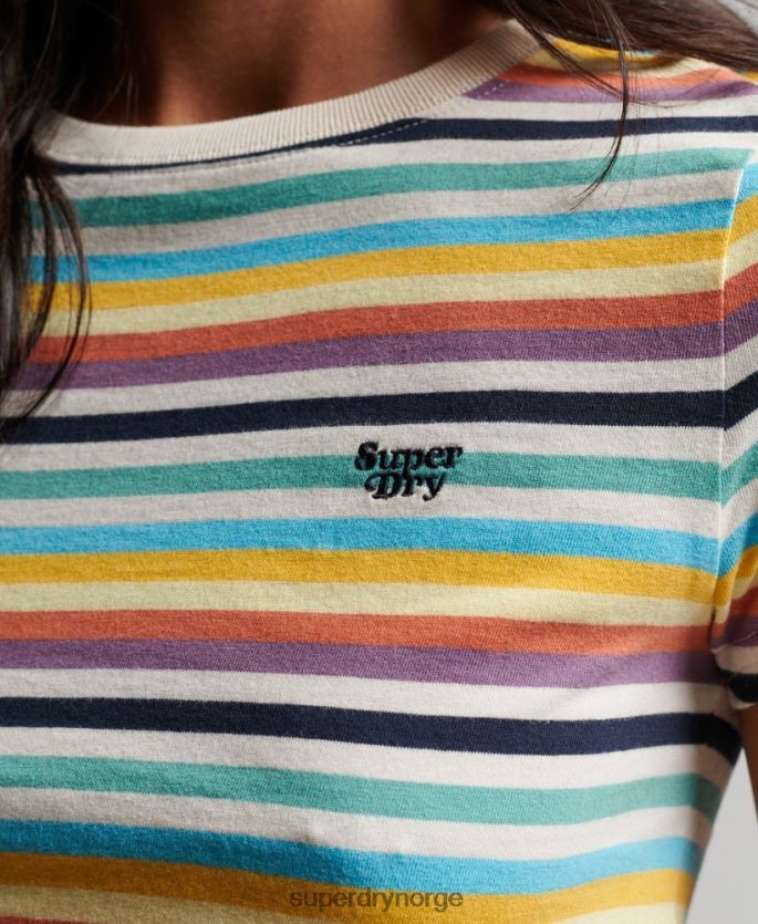 Superdry gul klær 86P46D2738 vintage stripe t-skjorte kvinner