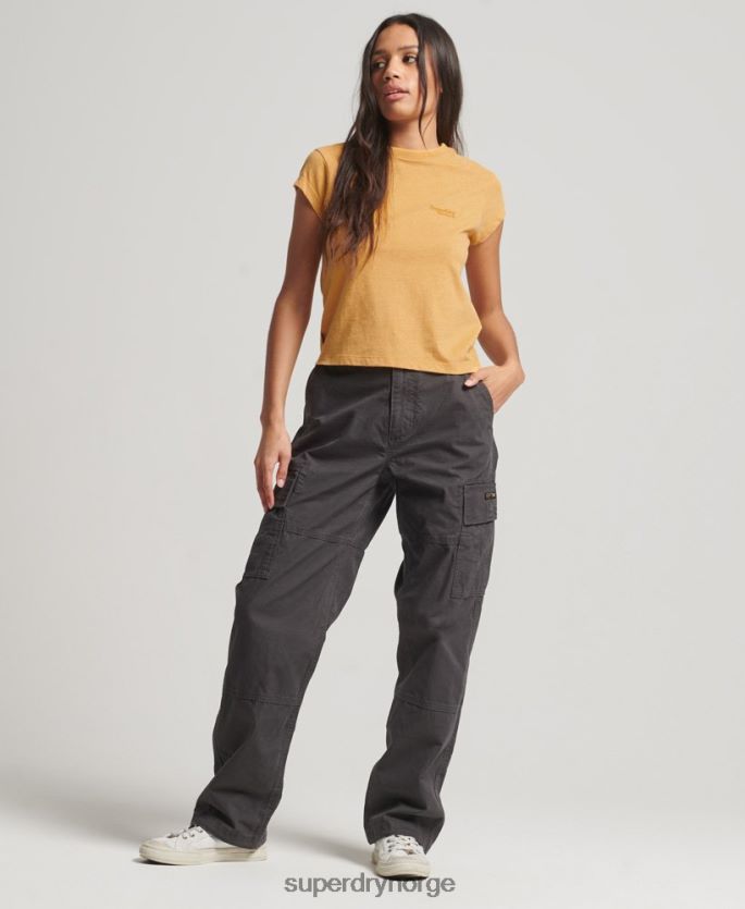 Superdry gul klær 86P46D2750 vintage t-skjorte med capsermer med logo kvinner