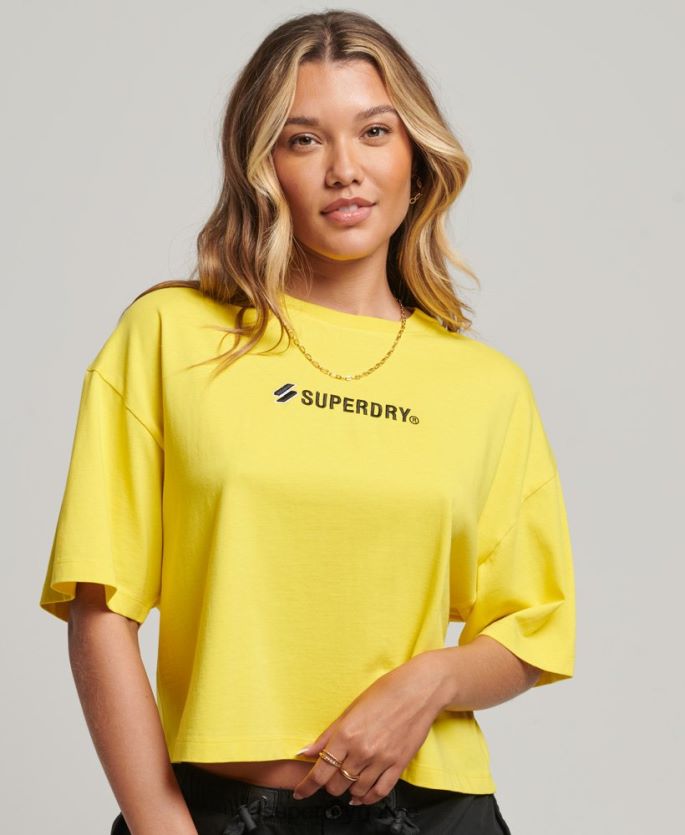 Superdry gul klær 86P46D2753 sport-logo oversized boxy t-skjorte kvinner