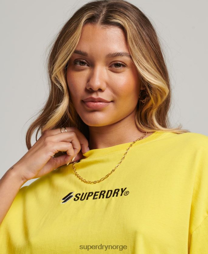 Superdry gul klær 86P46D2753 sport-logo oversized boxy t-skjorte kvinner