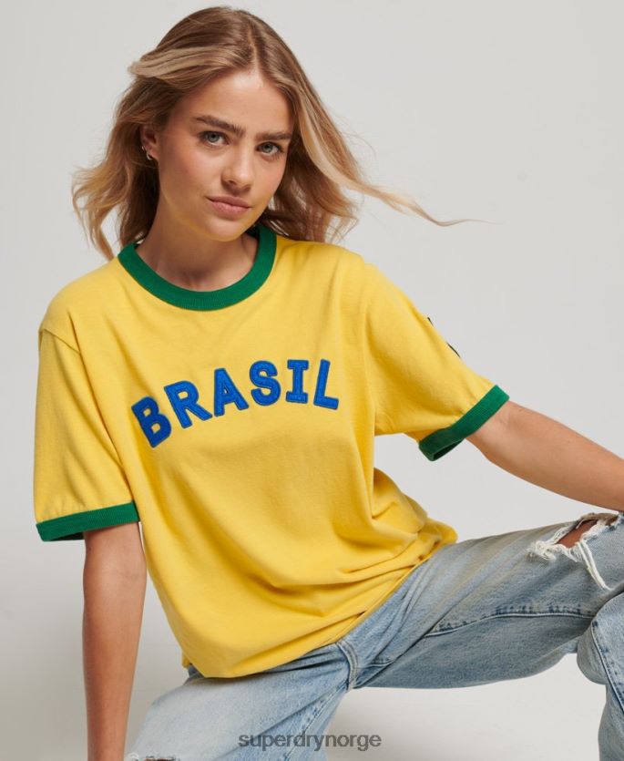 Superdry gul klær 86P46D2828 ringspunnet fotball brazil matchday t-skjorte kvinner