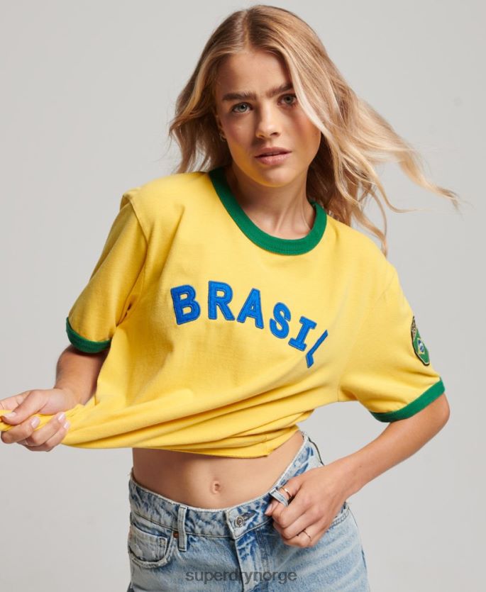 Superdry gul klær 86P46D2828 ringspunnet fotball brazil matchday t-skjorte kvinner