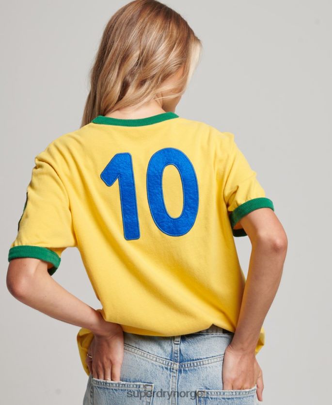 Superdry gul klær 86P46D2828 ringspunnet fotball brazil matchday t-skjorte kvinner