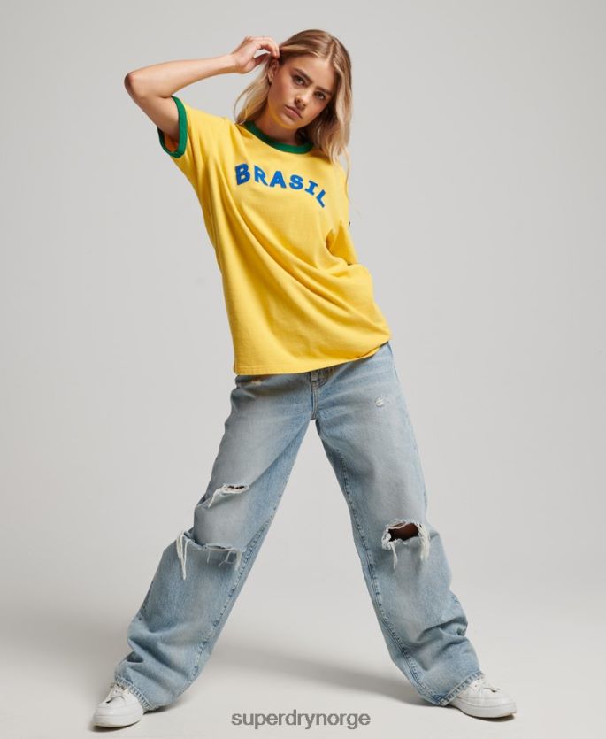 Superdry gul klær 86P46D2828 ringspunnet fotball brazil matchday t-skjorte kvinner