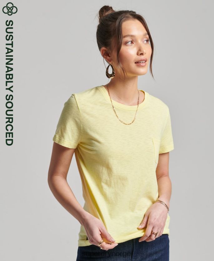 Superdry gul klær 86P46D6240 organisk bomull studios lomme t-skjorte kvinner
