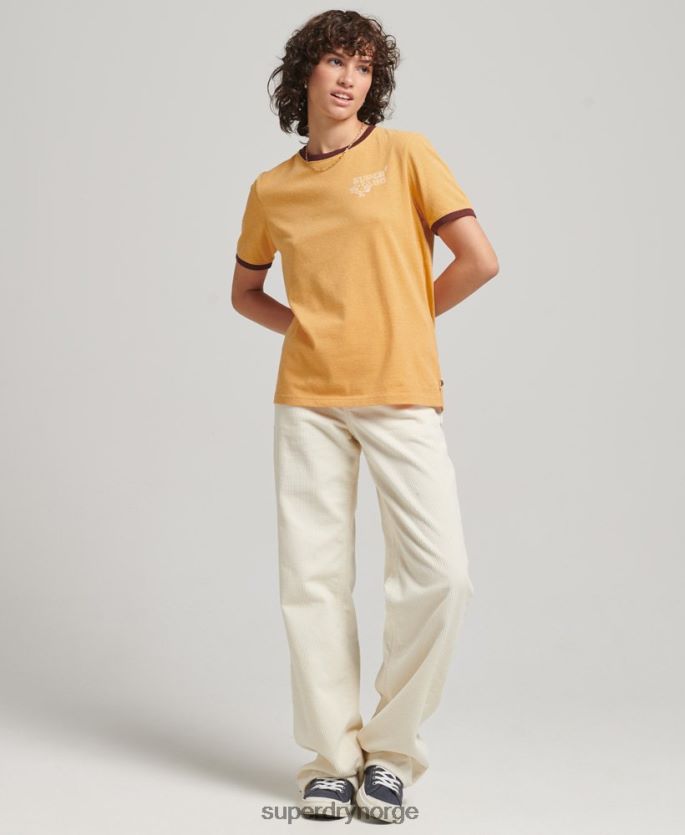 Superdry gul klær 86P46D6241 resirkulert ringer t-skjorte kvinner