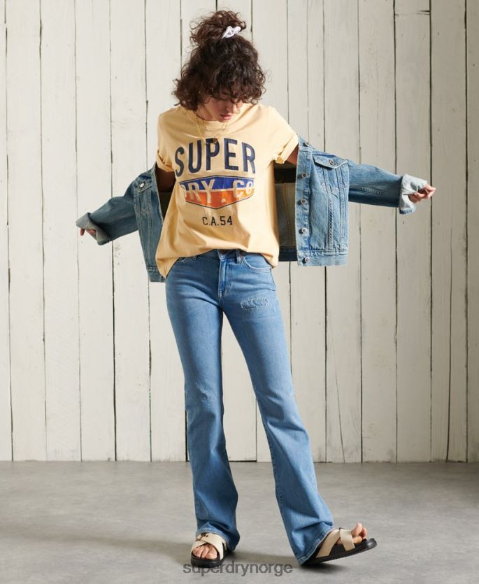 Superdry gul klær 86P46D6271 cali surf klassisk t-skjorte kvinner