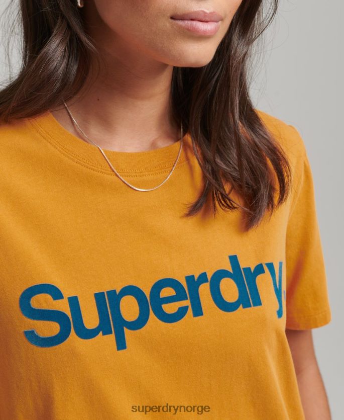 Superdry gull klær 86P46D2748 core logo 80-talls t-skjorte kvinner