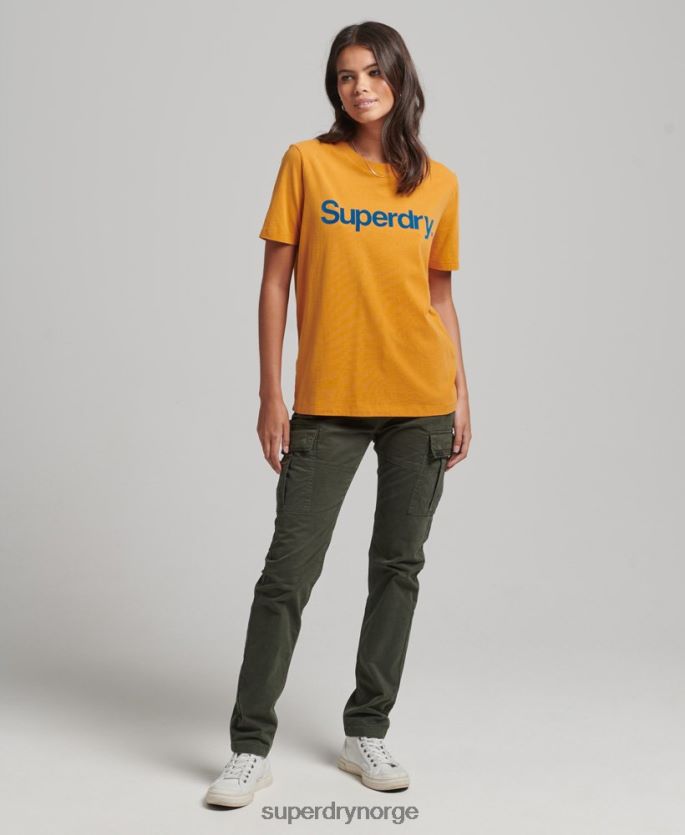 Superdry gull klær 86P46D2748 core logo 80-talls t-skjorte kvinner