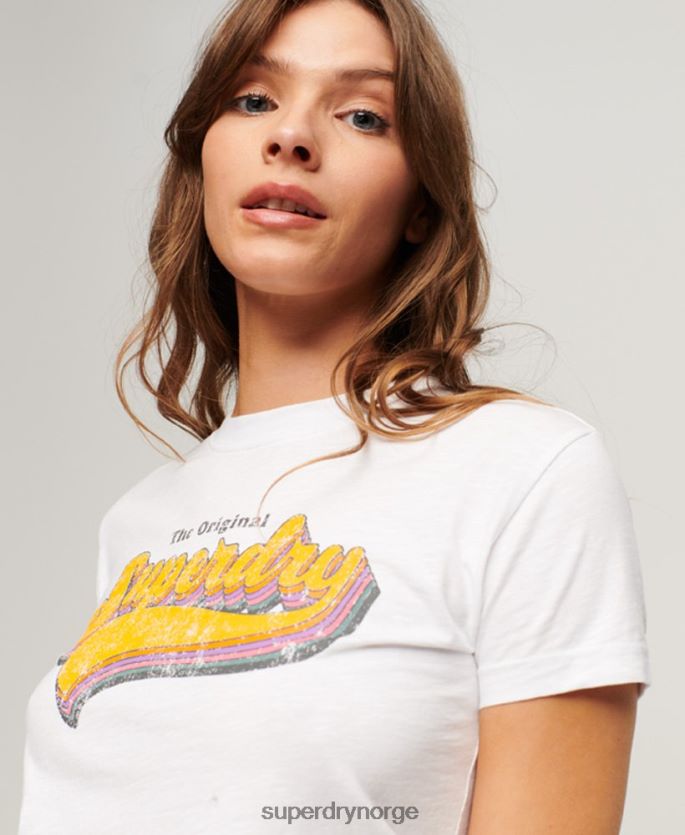 Superdry hvit klær 86P46D2102 regnbue 90-talls t-skjorte kvinner