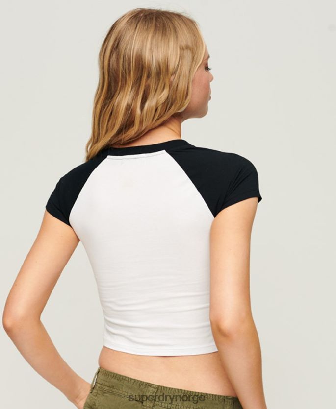 Superdry hvit klær 86P46D2152 beskåret baseball baby t-skjorte kvinner