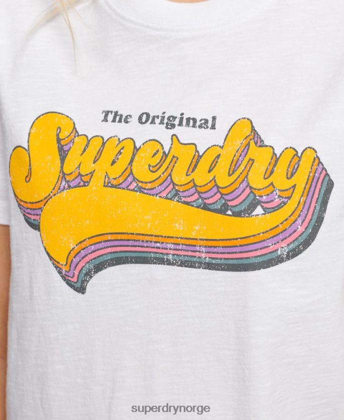 Superdry hvit klær 86P46D2226 vintage regnbue t-skjorte kvinner