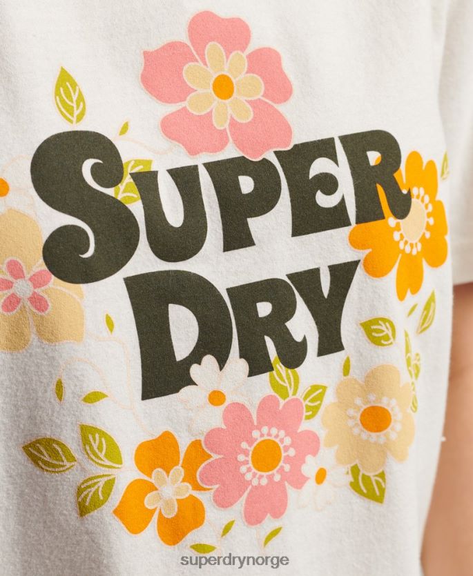 Superdry hvit klær 86P46D2621 vintage t-skjorte med blomsterskript kvinner