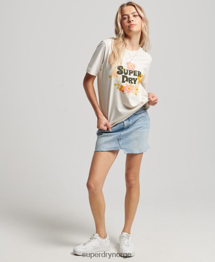 Superdry hvit klær 86P46D2621 vintage t-skjorte med blomsterskript kvinner