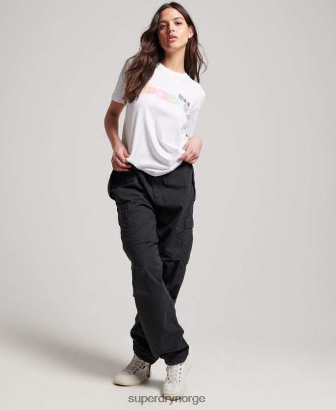 Superdry hvit klær 86P46D2662 vintage retro regnbue t-skjorte kvinner