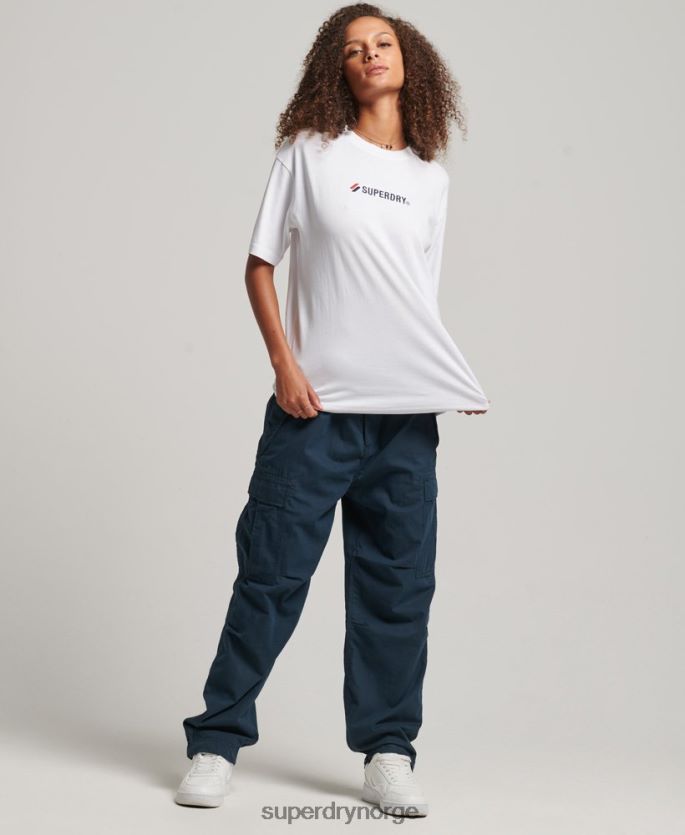 Superdry hvit klær 86P46D2673 løs t-skjorte med logoapplikasjon kvinner