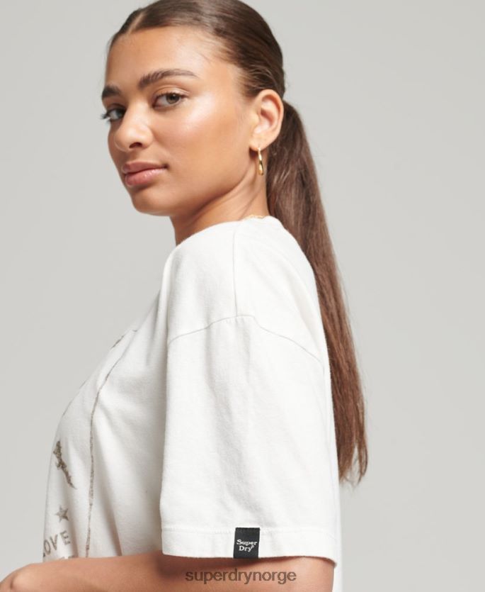 Superdry hvit klær 86P46D2687 vintage himmelsk t-skjorte kvinner