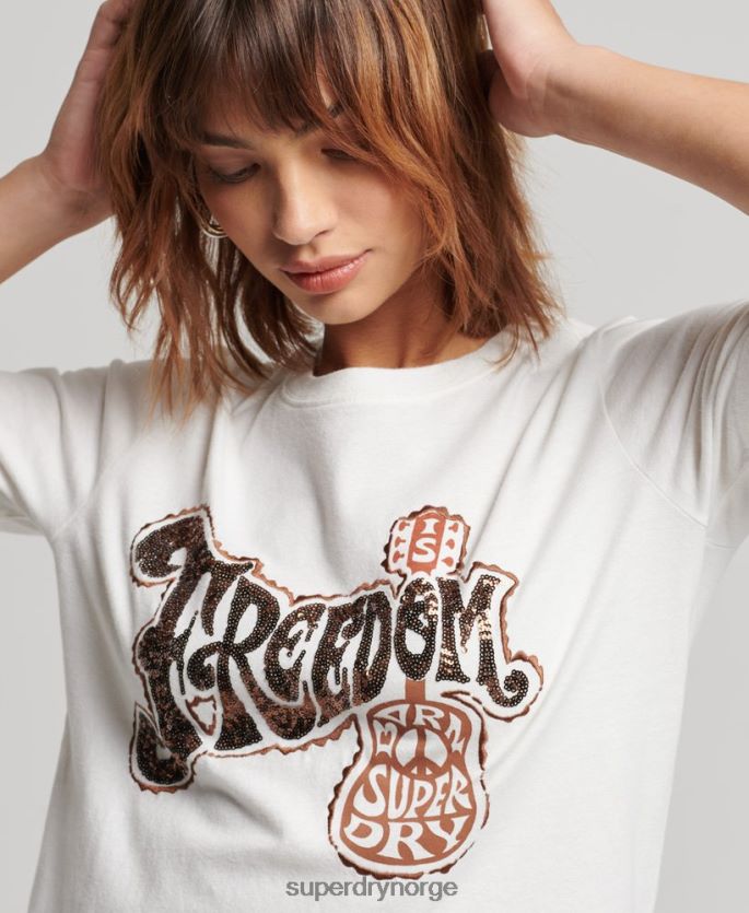 Superdry hvit klær 86P46D2711 vintage utsmykket t-skjorte kvinner