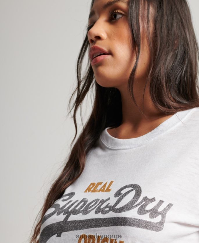 Superdry hvit klær 86P46D2715 vintage logo burnout t-skjorte kvinner