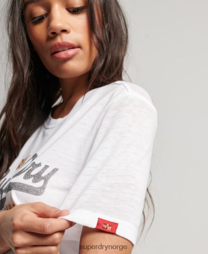 Superdry hvit klær 86P46D2715 vintage logo burnout t-skjorte kvinner