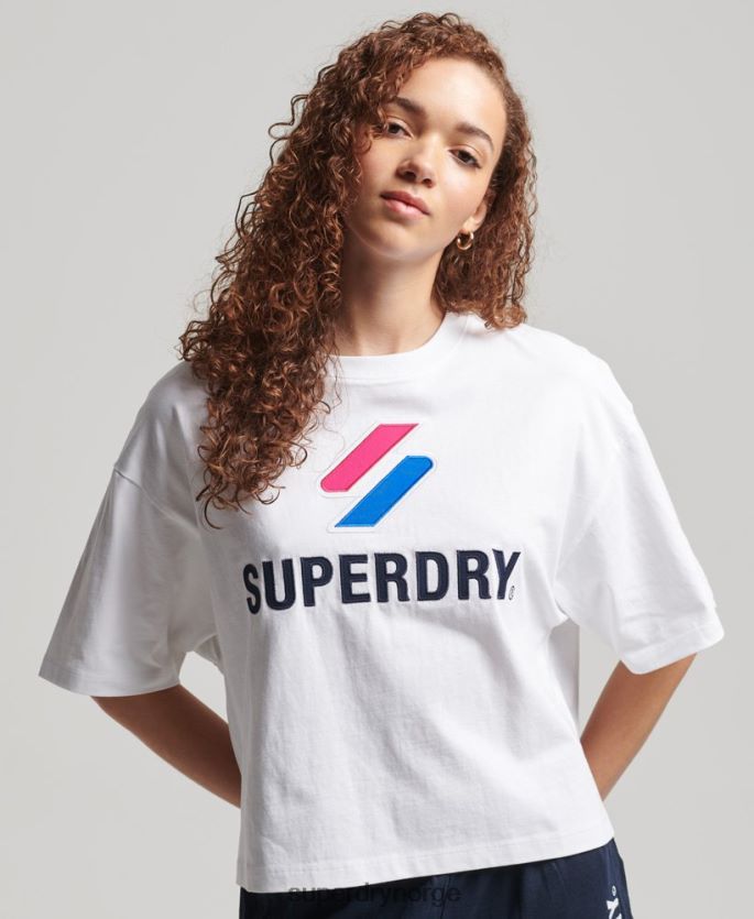Superdry hvit klær 86P46D2737 kode stablet boxy t-skjorte kvinner