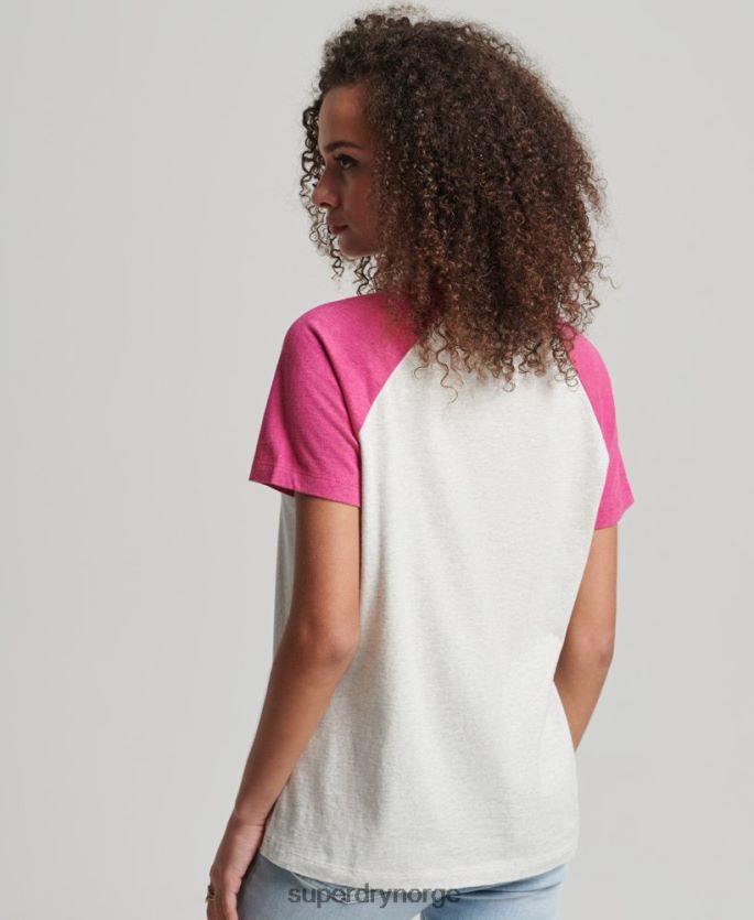 Superdry hvit klær 86P46D2768 vintage baseball t-skjorte i økologisk bomull kvinner