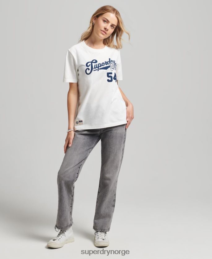 Superdry hvit klær 86P46D2777 script stil college t-skjorte kvinner