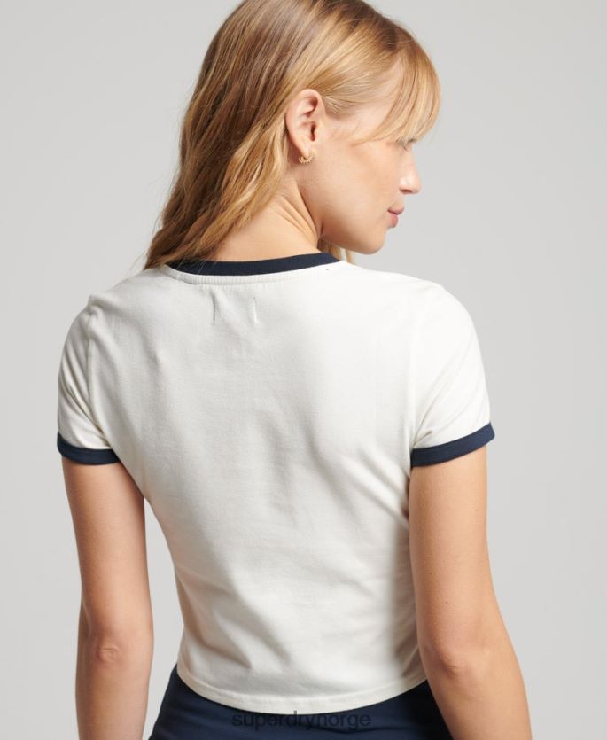 Superdry hvit klær 86P46D2817 vintage ringer liten t-skjorte kvinner