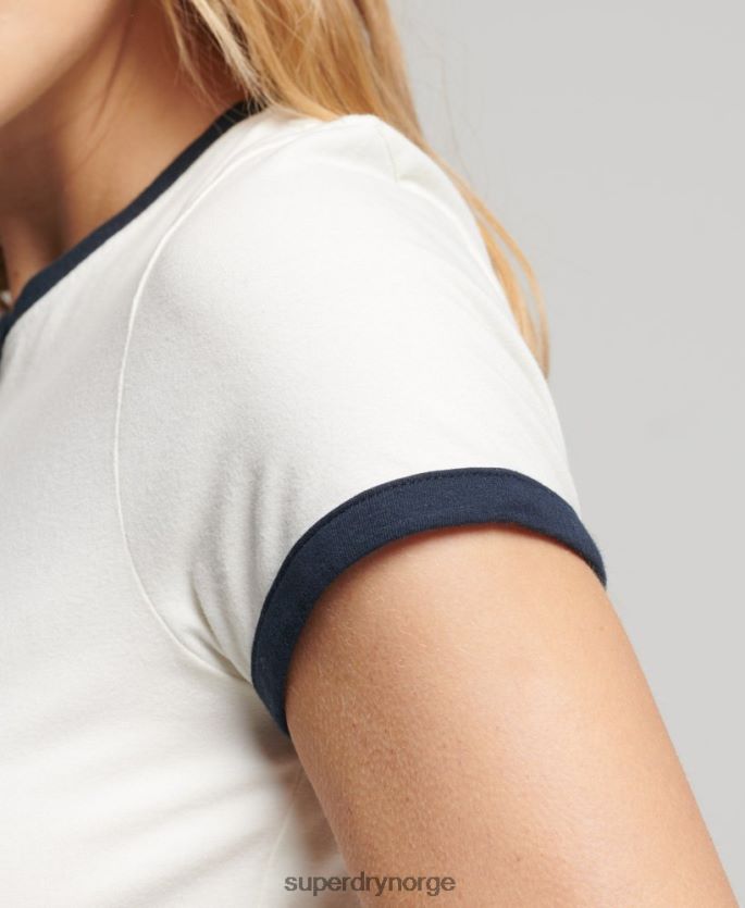 Superdry hvit klær 86P46D2817 vintage ringer liten t-skjorte kvinner