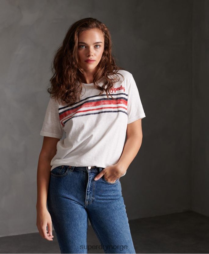 Superdry hvit klær 86P46D2830 retro stripe t-skjorte kvinner